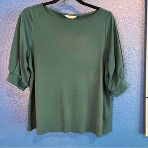 H&M Emerald Green 3/4 Sleeve Flowy Top M